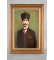 Altın Varaklı Paspartulu Çerçeveli Atatürk Tablo sd209