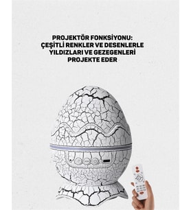 Dinozor Yumurtası Tasarımlı Projektörlü Gece Lambası