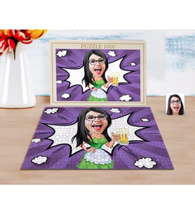 BK Gift Kişiye Özel Kadın Karikatürlü 1000 Parça Profesyonel Puzzle-30