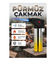 Ayarlanabilir Jet Alevli Metal Pürmüz Çakmak – Emniyet Kilitli ve Rüzgara Dayanıklı