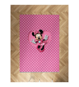 MEKTA HOME BEBEK VE ÇOCUK ODASI Büyük Kalpli Minnie Mause Desenli Halı
