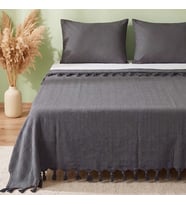 Antrasit Natural Çift Kişilik Pike & Yatak Örtüsü 200x230 cm
