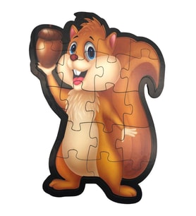 Farbu Oyuncak Ahşap Sincap Puzzle 18 Parça Arka Yüzü Hikayeli Yapboz