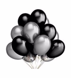 Siyah - Gümüş Gri  Balon 25 Adet ( Balonlar Sönüktür)
