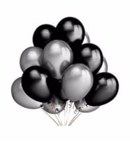 Siyah - Gümüş Gri  Balon 25 Adet ( Balonlar Sönüktür)