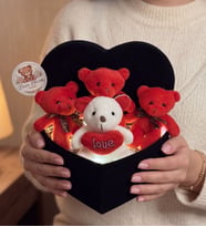 Premium Kalp Kadiye Kutuda Bearbloom Ayıcık Buketi - No25