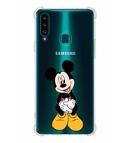 Samsung Galaxy  A20s  Köşe Korumalı Antişok Kapak Mickey Mouse Tasarımlı Şeffaf  Kılıf