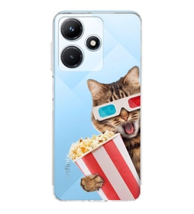 PrintiFy İnfinix Hot 30i ile Uyumlu Kedi 1 Kamera Korumalı Şeffaf Kılıf