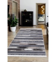 Dijidekor Halı Kahverengi Cool Köln Saçaklı Kaymaz Kesme İnce Yolluk Kilim Salon Halısı Modelleri