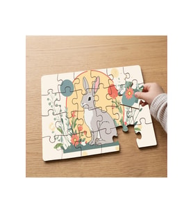 Çiçeklerin Arasında Tavşan Tasarımlı 24 Parça Ahşap Çocuk Puzzle MPK0223