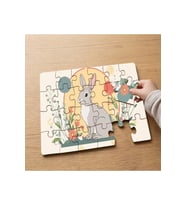 Çiçeklerin Arasında Tavşan Tasarımlı 24 Parça Ahşap Çocuk Puzzle MPK0223