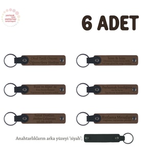 Açık Kahverengi & Siyah, Babalar Günü İçin Hediye, İsim Ve Özel Mesaj Yazılabilen, 6'lı Anahtarlık