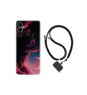 Pova 4 Kılıf Ipli Boyun Askılı Desenli Silikon Wolf And Moon 1380