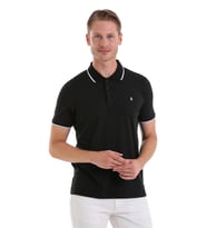 Hatemoğlu Siyah Regular Fit Düz %100 Pamuk Polo Yaka Tişört (A.Siyah)
