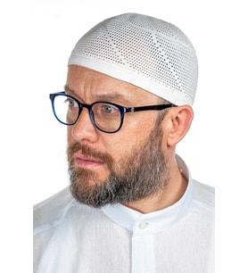 Gold Lüks Dantel Örme Namaz Takkesi Beyaz 1 Adet