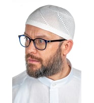 Gold Lüks Dantel Örme Namaz Takkesi Beyaz 1 Adet