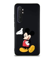 Xiaomi Mi Note 10 Lite Soft Premier Kapak Mickey Mouse-C Tasarımlı Silikon Kılıf - Siyah (Şeffaf)