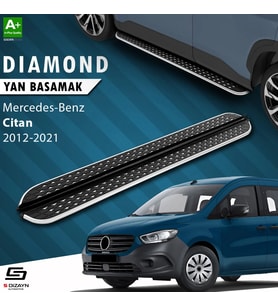 S-Dizayn Mercedes Citan Uzun Şase Diamond Krom Yan Basamak 223 Cm 2012-2021 A+ Kalite