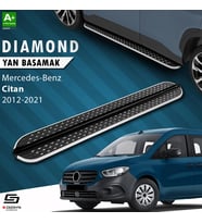 S-Dizayn Mercedes Citan Uzun Şase Diamond Krom Yan Basamak 223 Cm 2012-2021 A+ Kalite