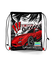 Coral High Kids Siyah Kırmızı Anime Araba Desenli İpli Büzgülü Sırt Çantası 22447