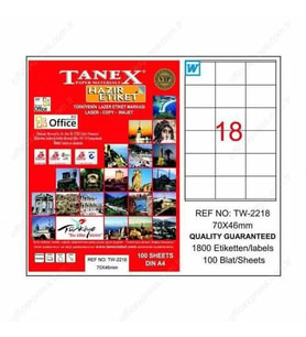 Tanex TW-2218 - 70 x 46 mm Laser Etiket 100 Adet Ücretsiz Kargo