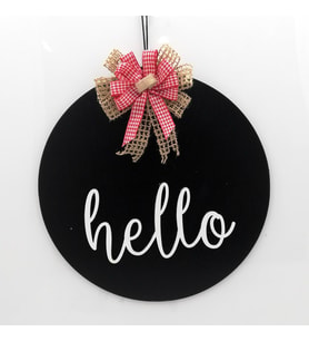 Lora Davet Ahşap Kapı süsü Hello (1 Adet) Siyah - 54222