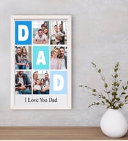 BK Gift Kişiye Özel Dad Temalı Dekoratif Ahşap Beyaz Çerçeveli Tablo 40x25cm-1