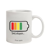 Kişiye Özel Şarj Oluyor Temalı Seramik Kupa Bardak