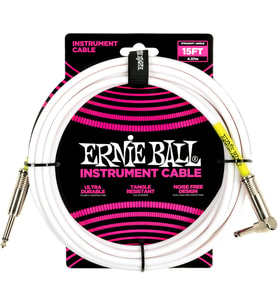 Ernie Ball 15'Lik Pvc Düz Açılı Iç Kablo Beyaz