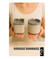 Kokusuz Dumansız Küllük - 2 li Küllük Seti Kafe Küllüğü Restoran Küllüğü Masaüstü Küllük