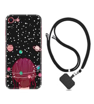 Apple iPhone 5 6 7 8 Plus Se XR Kılıf Boyun Askılı Silikon Space Woman 1311