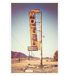 Route 66'daki Motel Tabelası Tablo Ahşap Poster Dekoratif