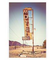 Route 66'daki Motel Tabelası Tablo Ahşap Poster Dekoratif