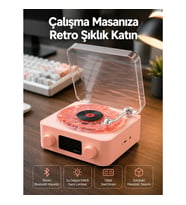 Mey İthalat® Retro Bluetooth Hoparlör – Kristal Ses, Gece Lambası, Saatli Tasarım Yeni Nesil