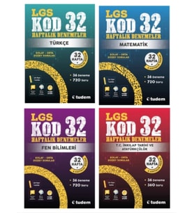 TUDEM YAYINLARI 8.SINIF LGS KOD 32 TÜRKÇE - MATEMATİK - FEN BİLİMLERİ - T.C.İNKİLAP TARİHİ HAFTALIK