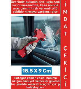 #İmdatÇekici Trafik Oto İlk Yardım Çantası Çok Fonksitonlu Cam Kırıcı Entegre Kemer Kesici 2 in 1