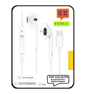 Samsung Galaxy A55 A35 A34 A54 Kulaklık Type C Kablolu Kulaklık  Dac Çipli Tak Çalıştır