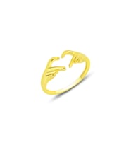 Gümüş altın yaldızlı kalp işareti eller ayarlamalı yüzük SGTL12160GOLD (Rose)