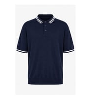 Trender Düğmeli Beyaz-Lacivert Erkek Polo Yaka T-shirt 17351