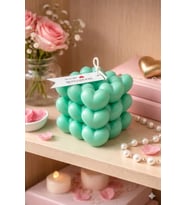 Kalp Küpü Mum - Mumelia Candles Doğal Soya, El Yapımı, Dekoratif - Zümrüt Yeşili
