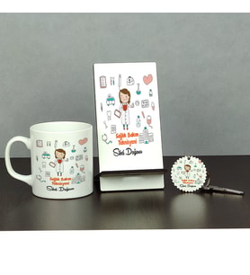 Sağlık Bakım Teknisyeni Üçlü Set (Kupa + Telefon Standı + Anahtarlık)