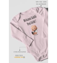 Mekanın Sahibi Yeni Geldi Baskılı Bebek Zıbını – Çıtçıtlı Body 8 Renk  %100 Pamuk Uzun Kol (Bebek Pembesi)