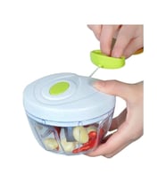 Premium Manuel 3 Bıçaklı Ipli Çekmeli Paslanmaz El Blender Kolay Hızlı Meyve Sebze Soğan Doğrayıcı