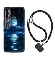 Tecno Spark 6 6 Go 8C 8 Pro 7 7 Pro Kılıf Boyun Askılı Silikon Night Moon 1133