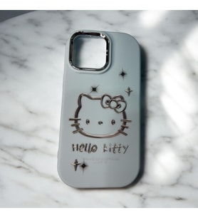 iPhone 15 Pro Max Hello Kitty Kabartmalı Kaliteli Silikon Telefon Kılıfı (Mavi)