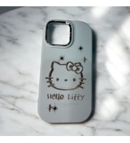 iPhone 15 Pro Max Hello Kitty Kabartmalı Kaliteli Silikon Telefon Kılıfı (Mavi)