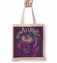 We Are All Mad Here The Cheshire Kedi Cat Bez Çanta Uzun Saplı
