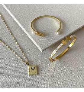 2'li Kelepçe Gold Kolye Set
