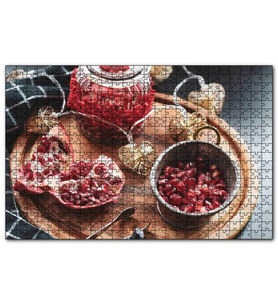 Cakapuzzle Servis Tahtası Üzerinde Narlar  Puzzle Yapboz MDF (Ahşap) (120 Parça)