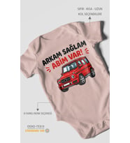 Arkam sağlam abim var Kısa Kollu Bebek Body %100 Pamuk